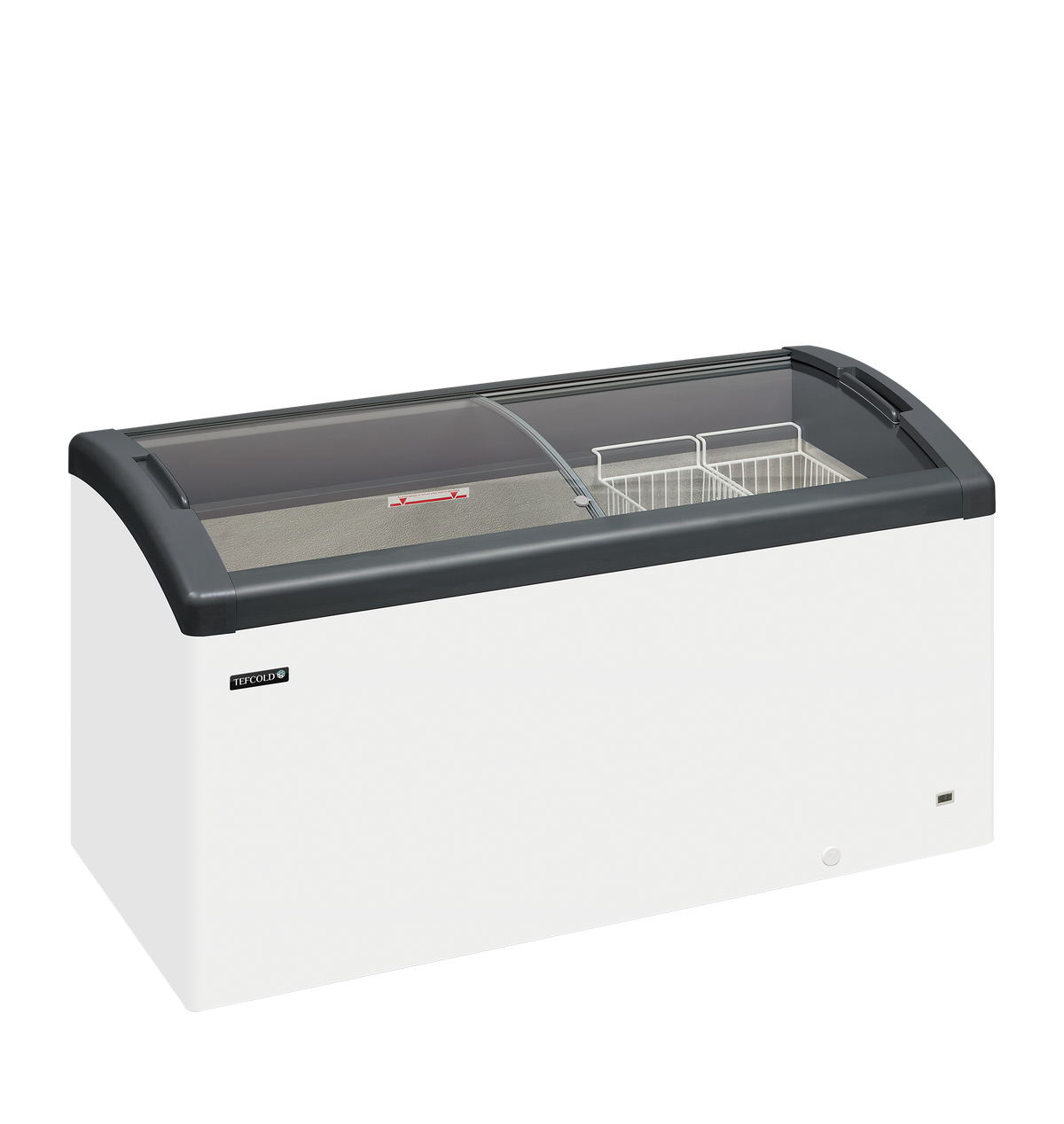 Elcold FOCUS 151 GREY Sliding Curved Glass Lid Chest Freezer