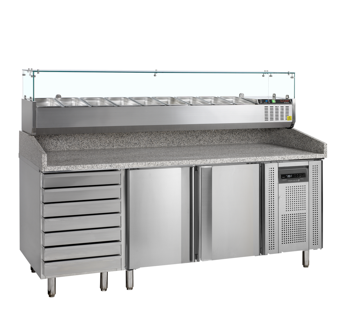 TEFCOLD PT1310 + GVC38-200 Pizza Table with Topping unit