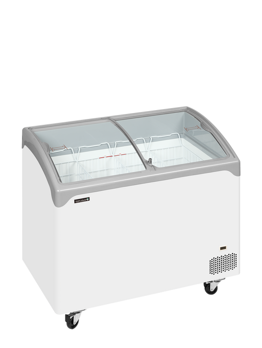 TEFCOLD NIC301SCEB Sliding Curved Glass Lid Chest Freezer