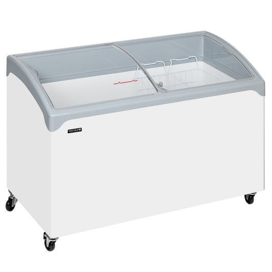 TEFCOLD NIC400SCEB LED Sliding Curved Glass Lid Chest Freezer