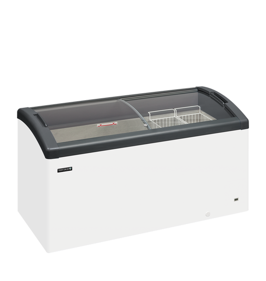 Elcold FOCUS 151 GREY Sliding Curved Glass Lid Chest Freezer