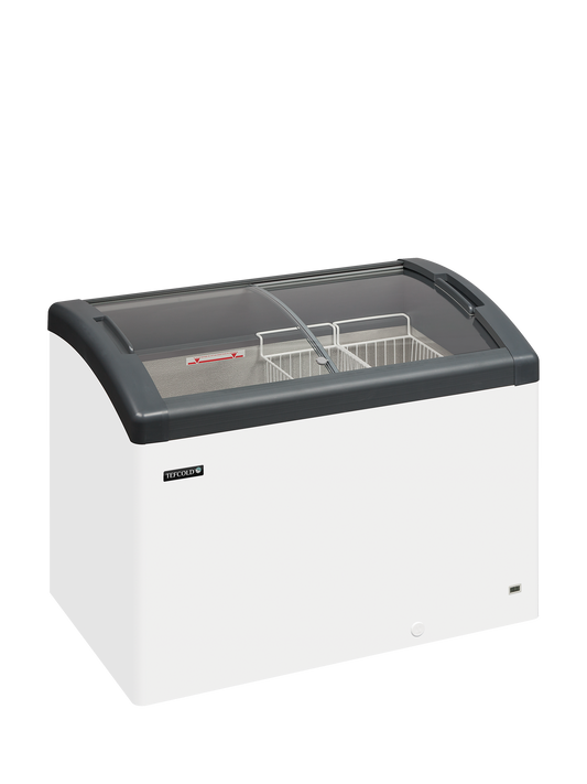 Elcold FOCUS 106 GREY Sliding Curved Glass Lid Chest Freezer