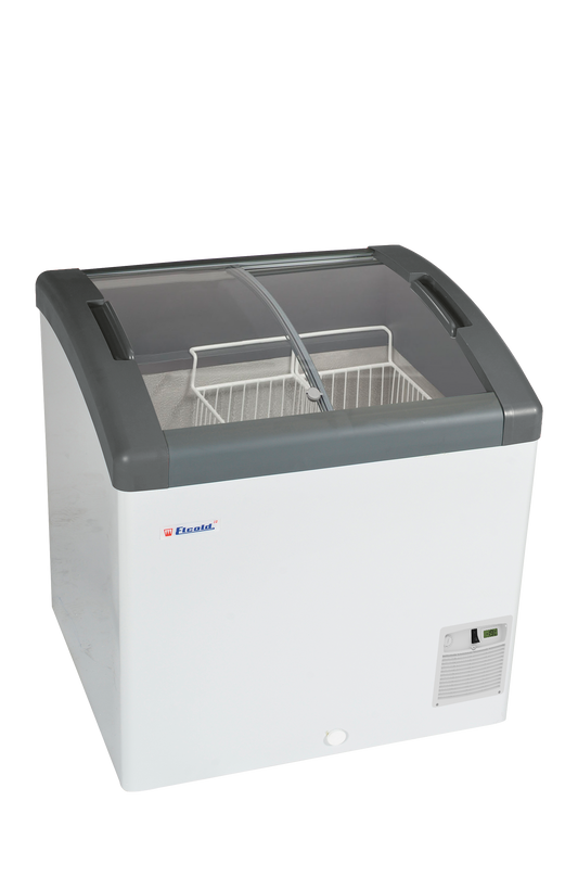 Elcold FOCUS 73 Sliding Curved Glass Lid Chest Freezer