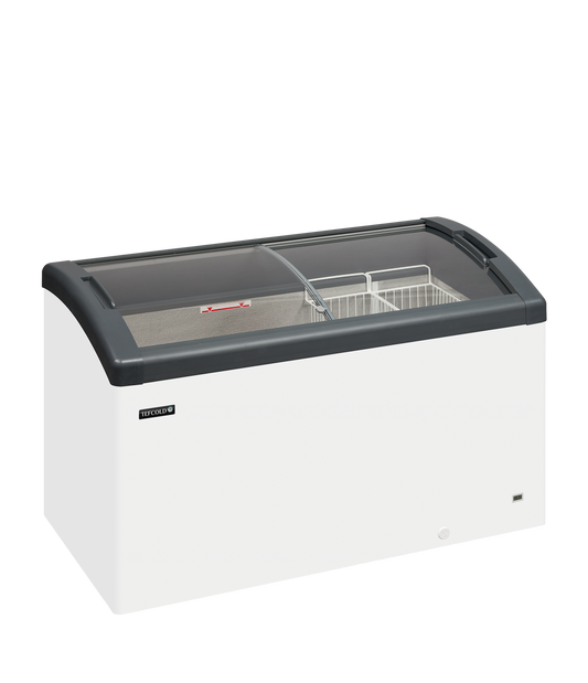 Elcold FOCUS 131 GREY Sliding Curved Glass Lid Chest Freezer