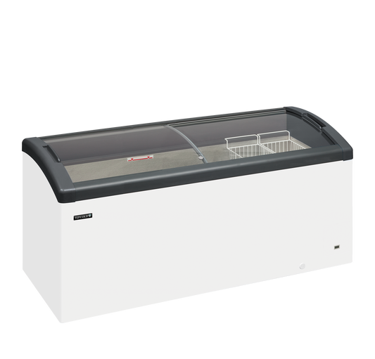 Elcold FOCUS 171 GREY Sliding Curved Glass Lid Chest Freezer